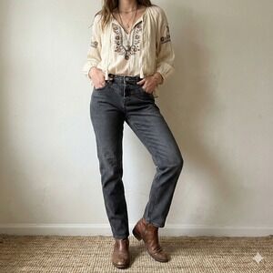 Free People We The Free Shelby Low-Rise Boyfriend Jeans Women 24 Black Wash Boho